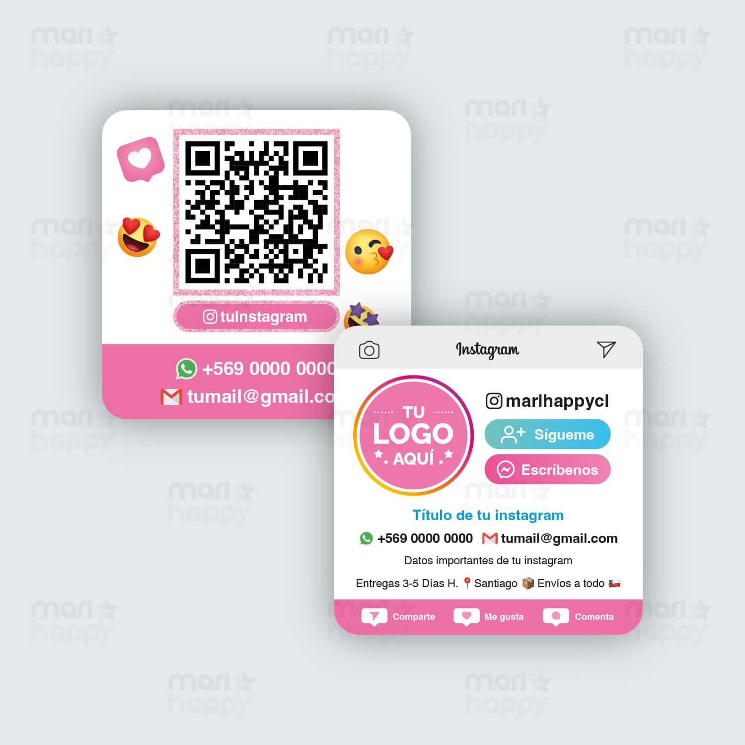 Tarjetas de visita Instagram 6x6cm