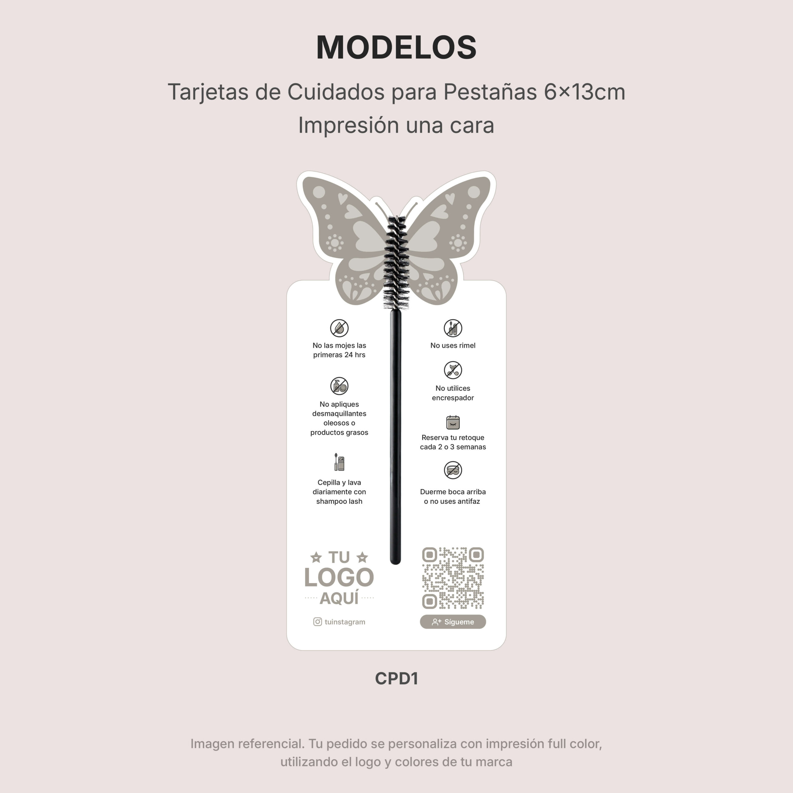 Tarjetas Mariposa de cuidados para pestañas, 6x13cm - Imagen 2