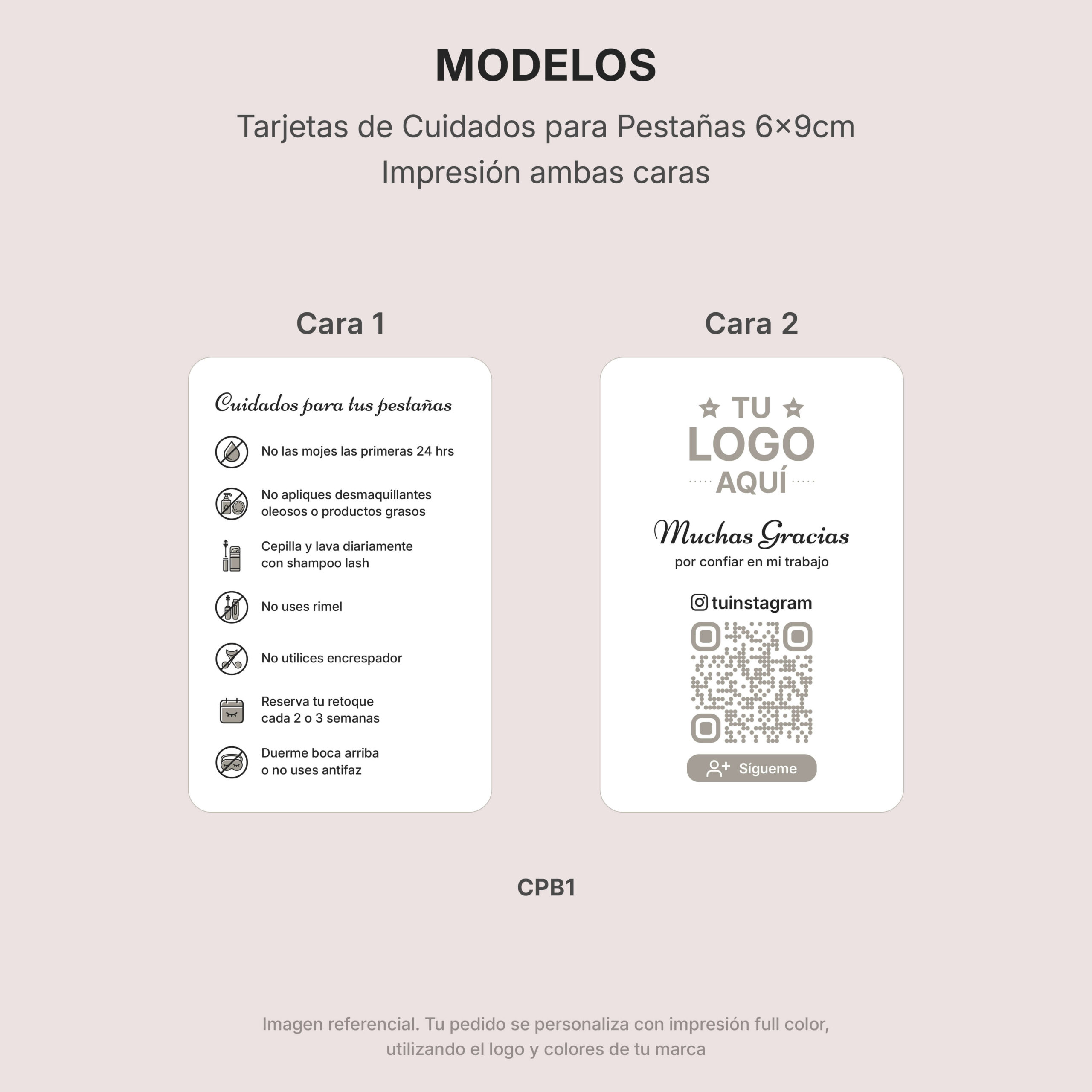 Tarjeta cuidados de pestañas 6x9cm